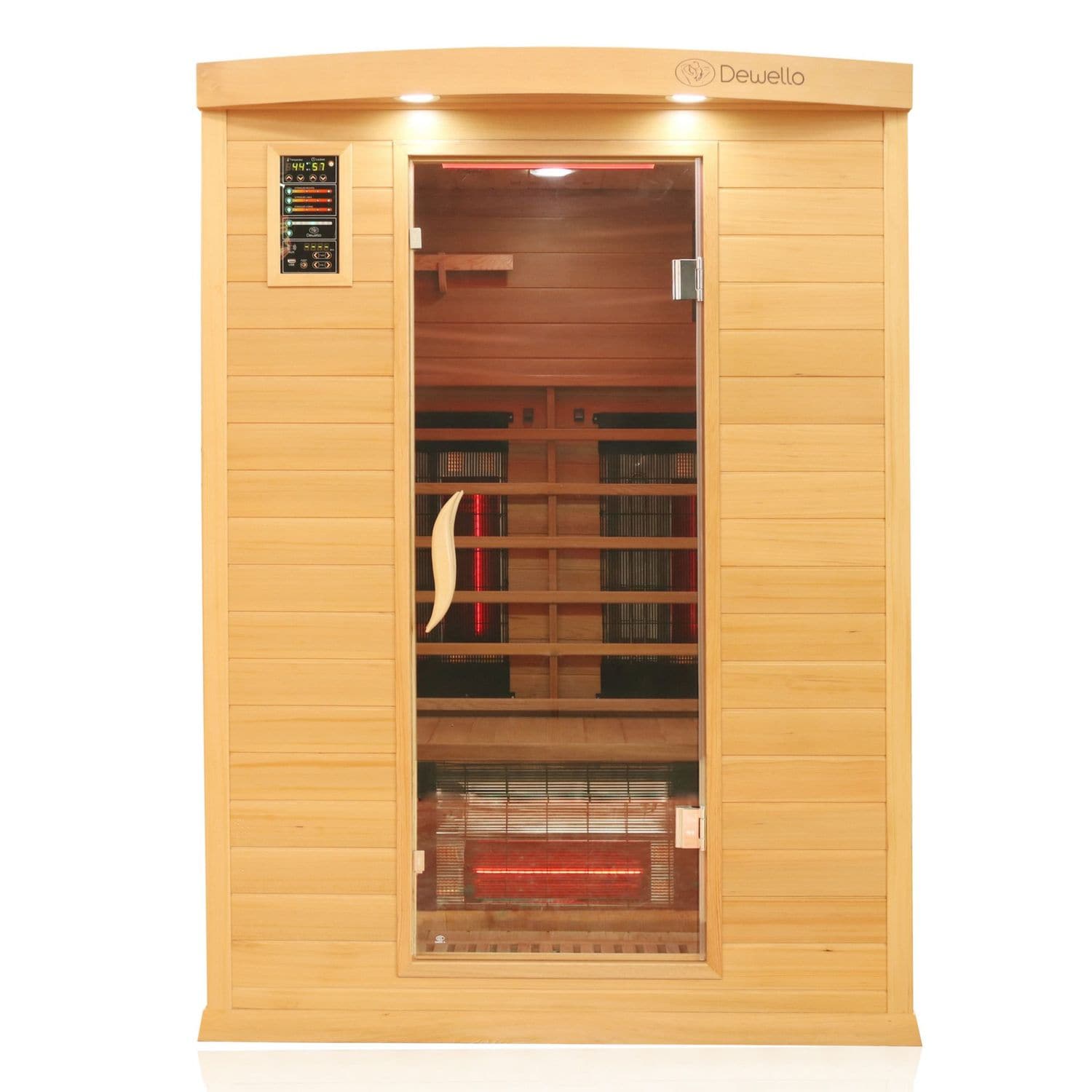 Dewello® Infrarotkabine Infrarotsauna PIERSON PRO 135cm x 105cm Hemlock-Zeder inkl. DUO Strahler, Vollspektrumstrahler, Bodenstrahler