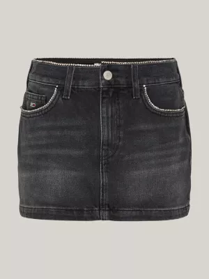 Minissaia jeans Bling Sophie com strass