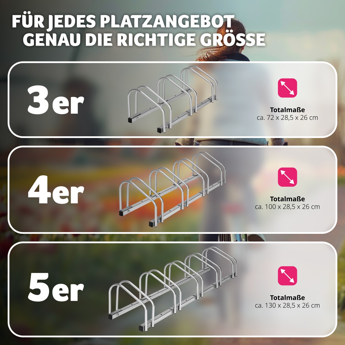 tectake® Fahrradständer, aus rostfreiem Stahl, Boden- und Wandmontage, von beiden Seiten befahrbar