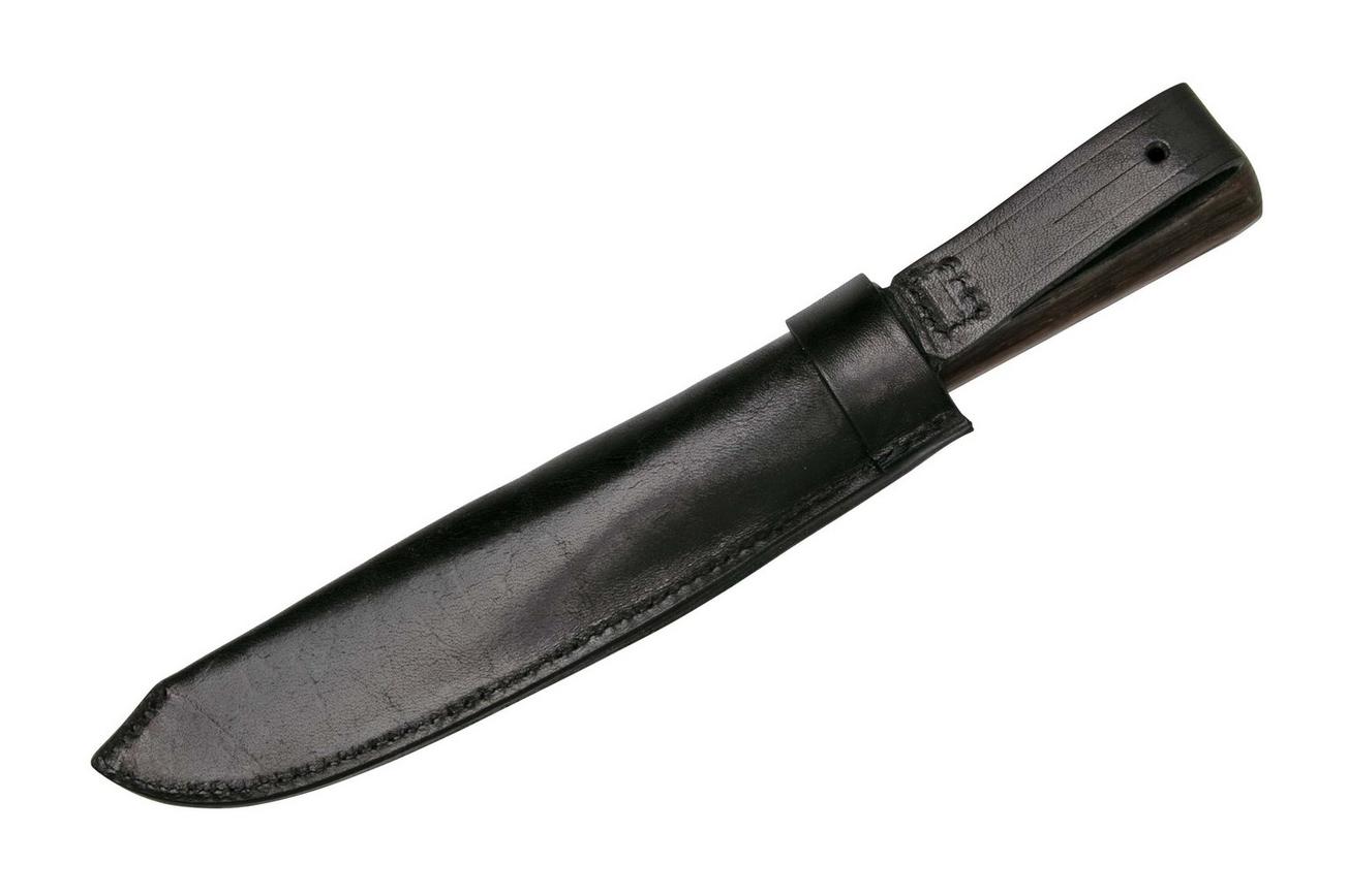 Otter Sailor and Boat Knife 901, Carbon, Smoked Oak, Leather Sheath, vaststaand mes