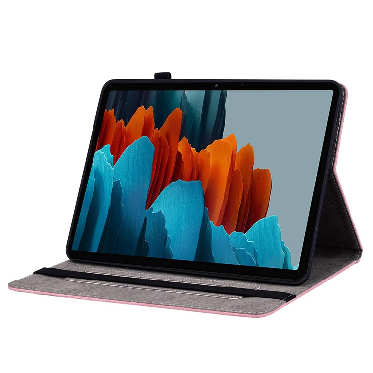 Samsung Galaxy Tab S10 Lite / S10 FE / Tab S9 FE / S9 Leder Tasche Flip Cover Rosen & Schmetterling Imprint   S-Pen Halterung - Rosa