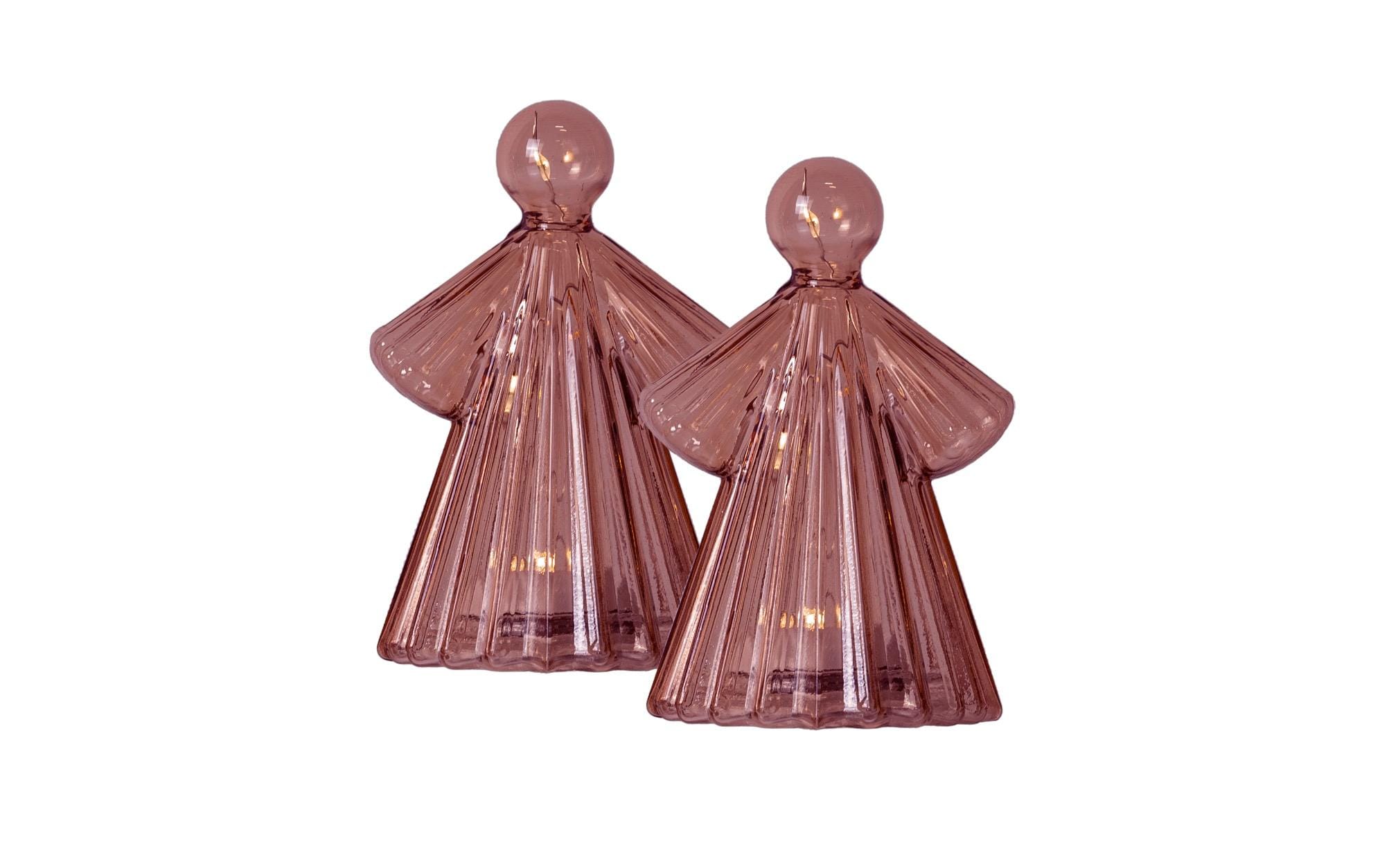 Tischdeko Engel Albert, Ø 6.5 x H 10.5 cm, BordeauxWeihnachtliche LED-Dekoration 2-er Set
