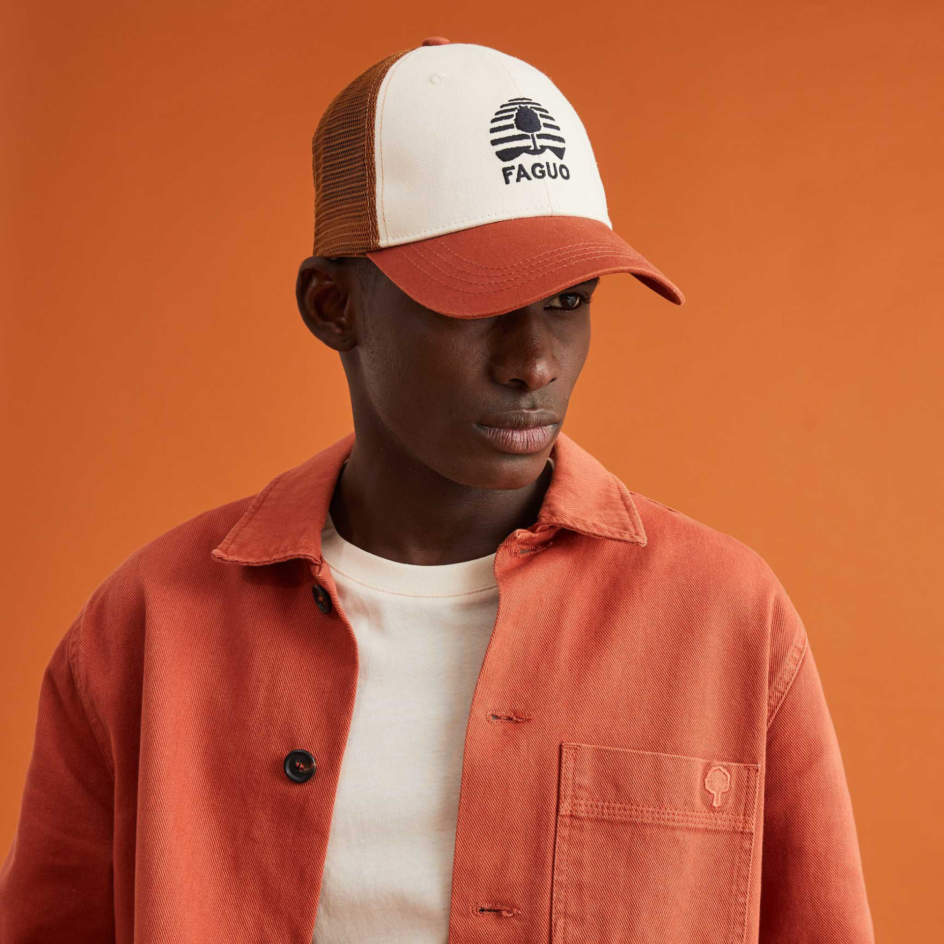 Casquette terracotta & camel Coton et polyester - modèle Cap trucker