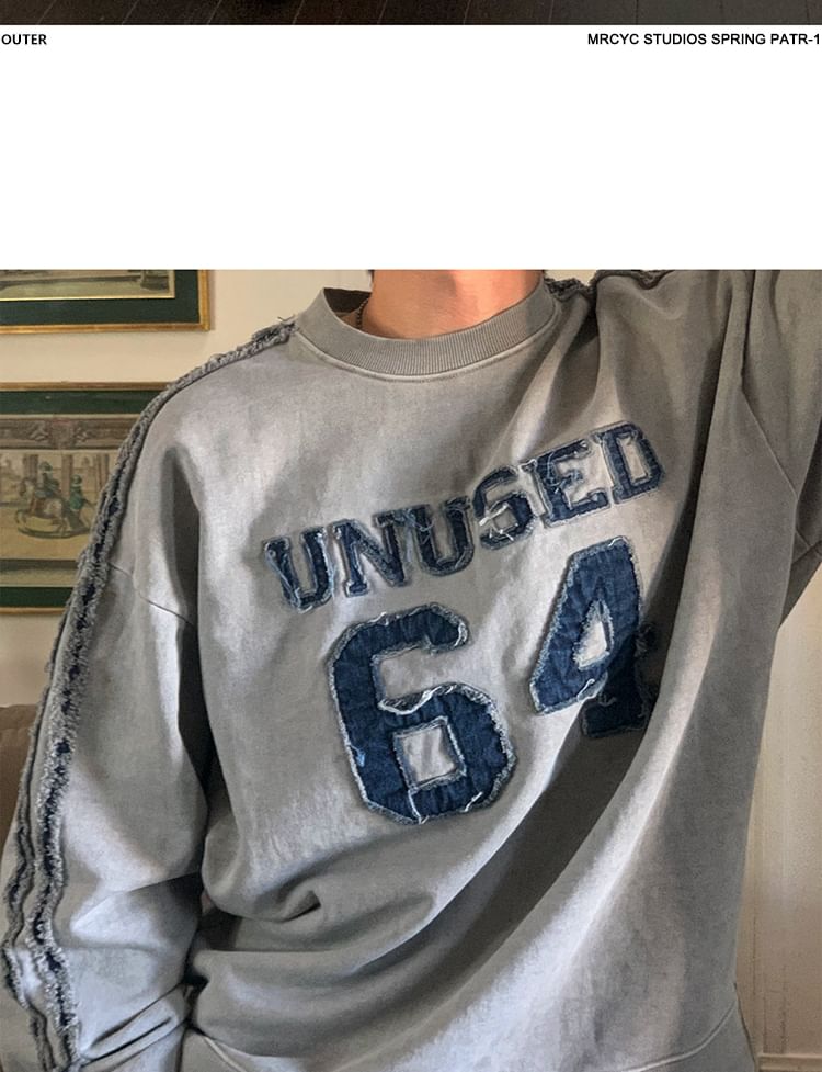 MRCYC - Sweatshirt met ronde hals en geborduurde letters in distressed-stijl