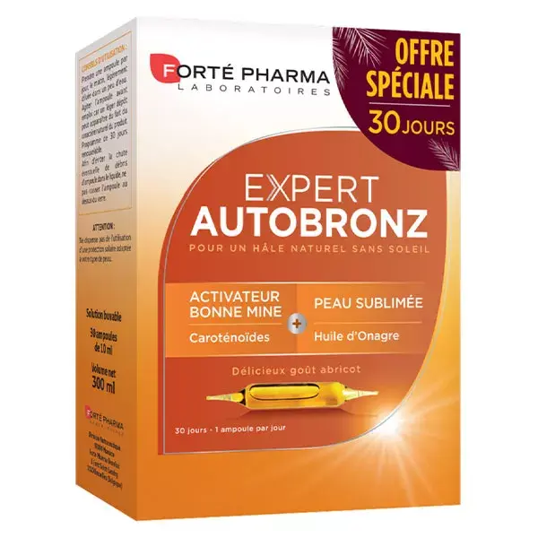 Forté Pharma Expert Autobronz Onagre Carotte Vitamine E 20 ampoules+10 Offertes