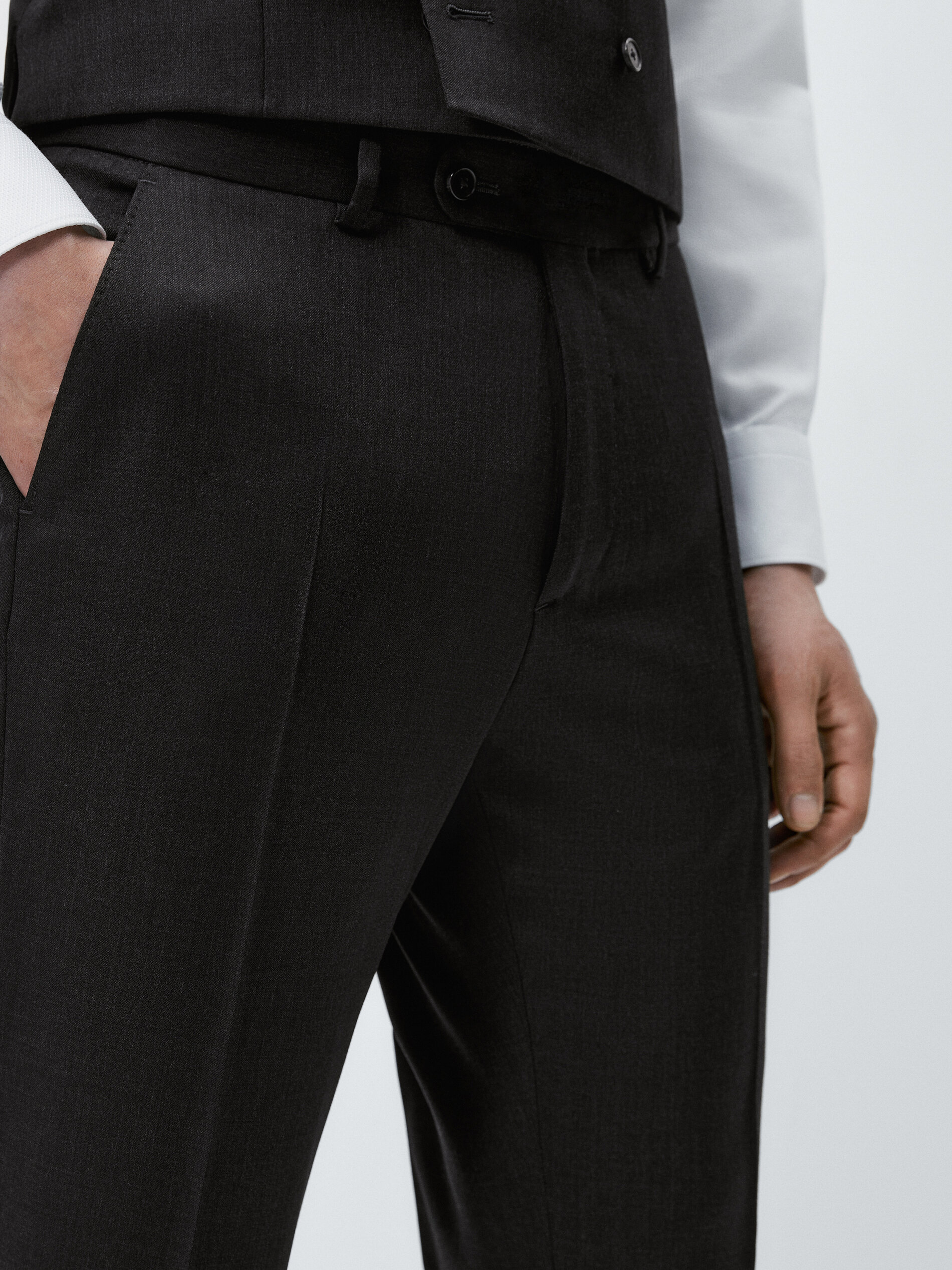 Calça pantalona lana gris - MARENGO