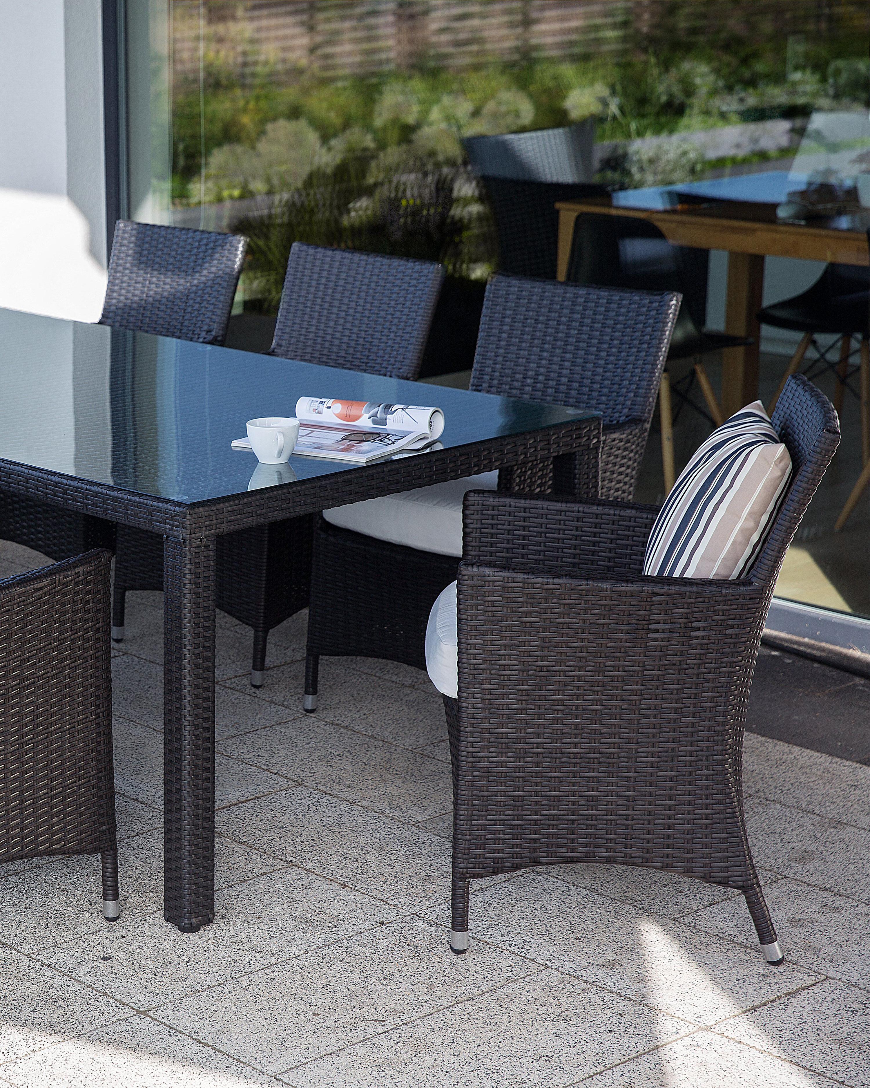 Set van 2 stoelen met zitkussen ITALY PE rotan Donkerbruin