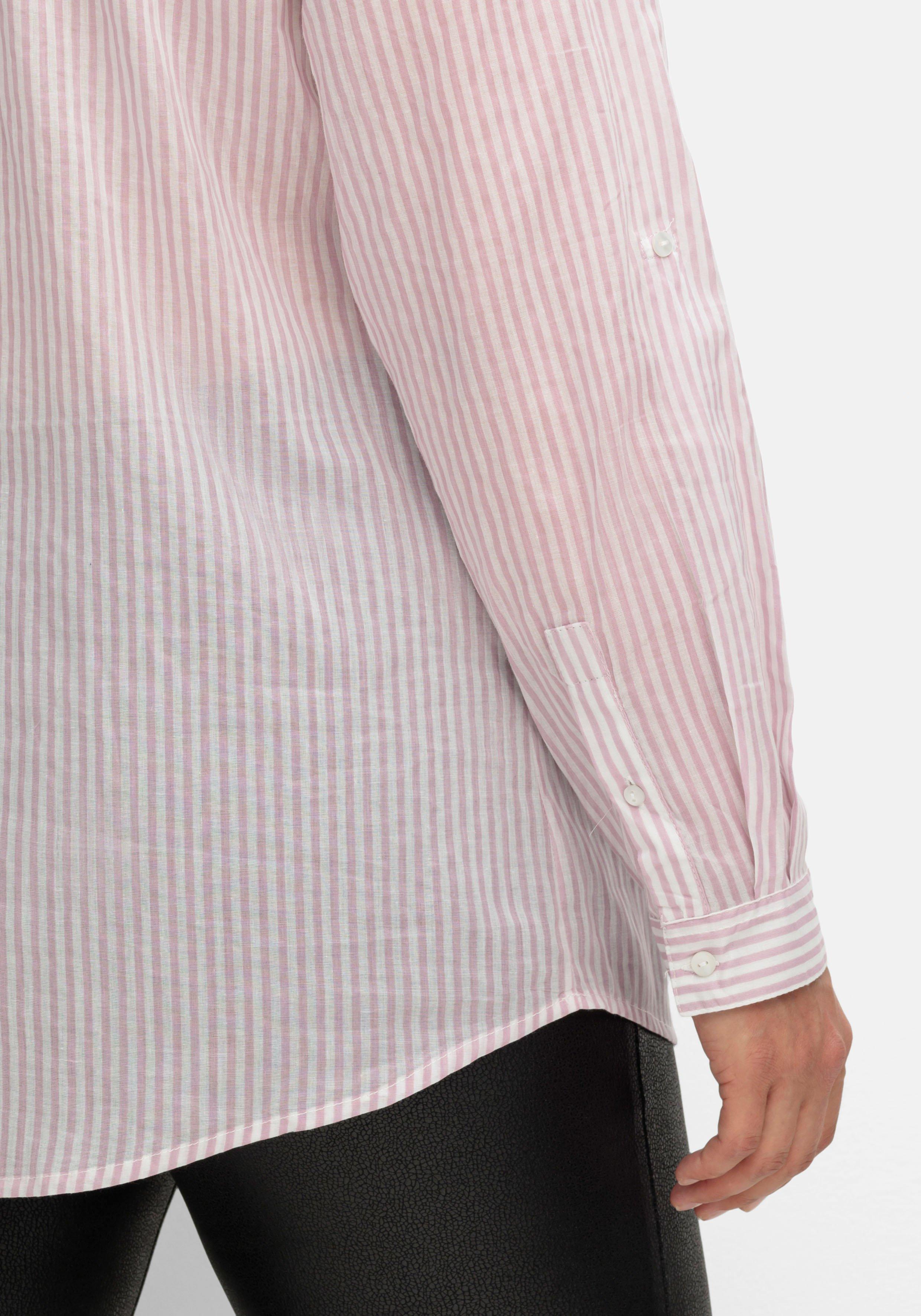 Hemdbluse mit Streifen und Krempelärmeln