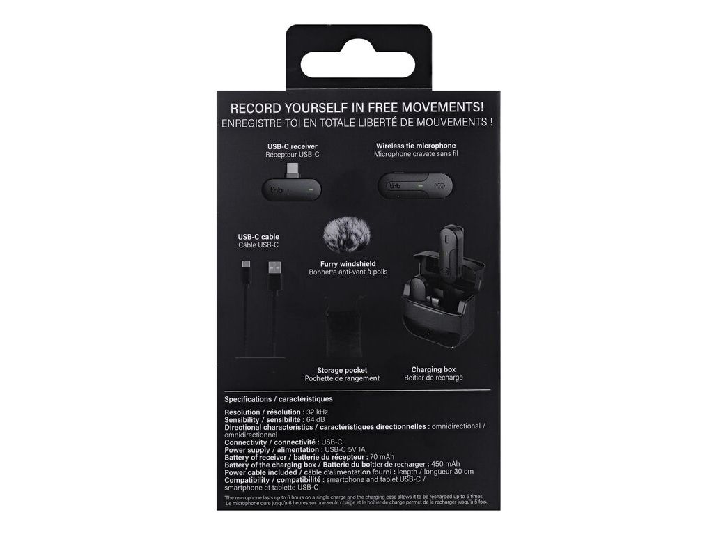 MICROFONE LAPELA TNB INLAPMICWLBX USB-C SEM FIOS PRO