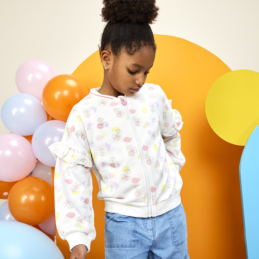 Gilet molleton à volants imprimé Minnie  pour fille
