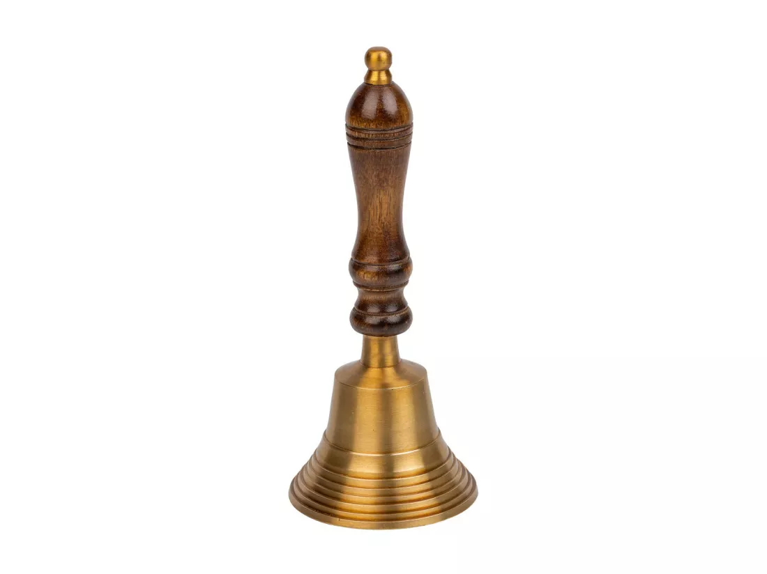 Cloche en métal et manche en bois marron d8x19h