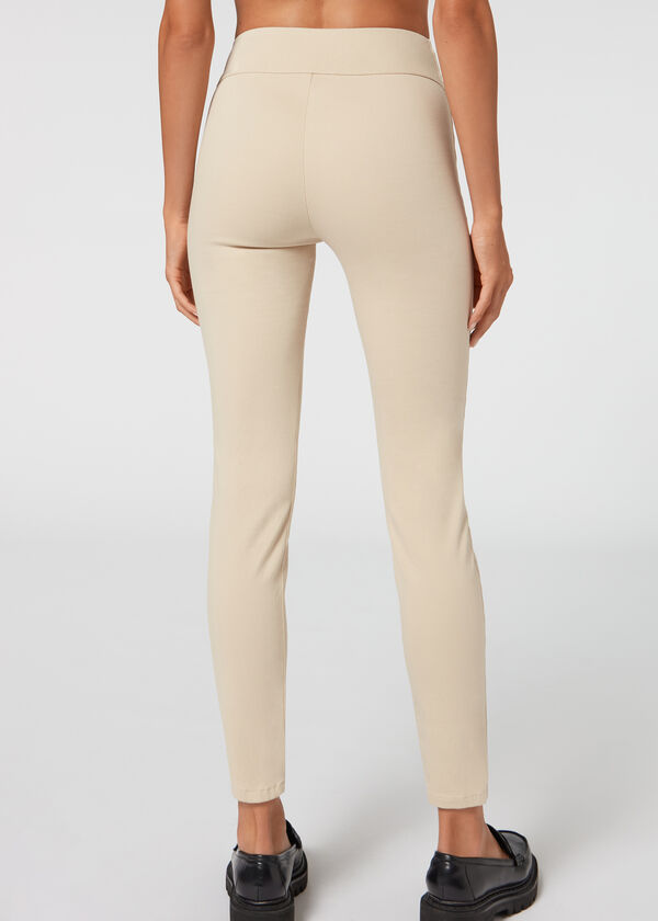 Calças legging jeans skinny de cintura alta