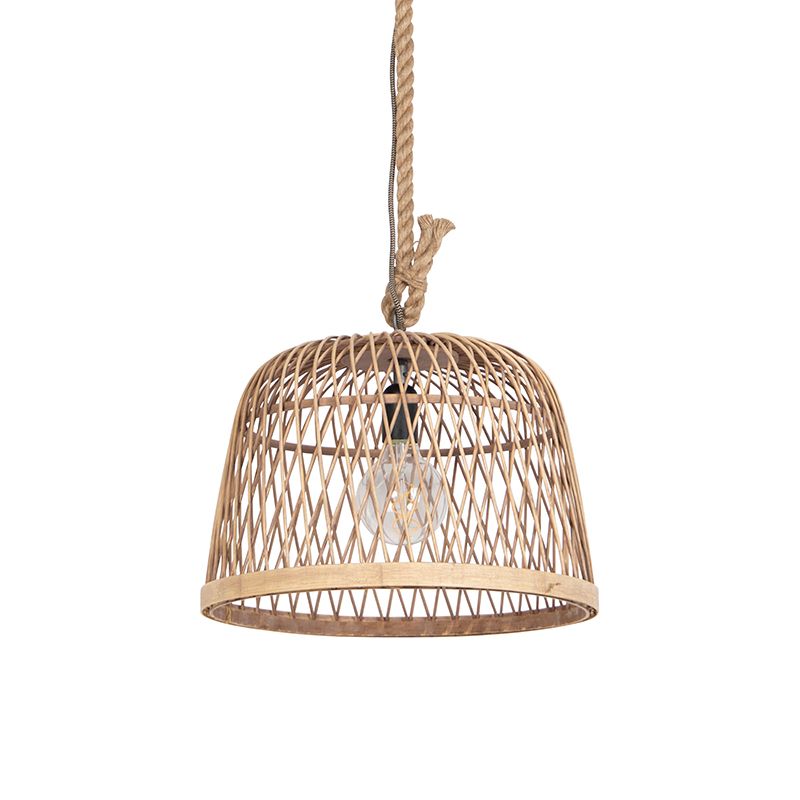 Landelijke hanglamp touw met rotan - Calamus