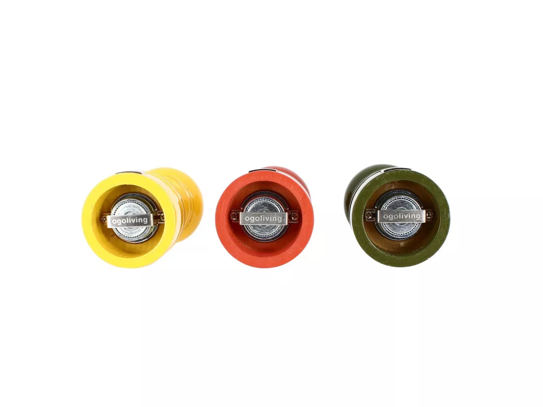 Ogo Living - Moulin A Poivre En Bois Brillant Jaune Professionnel