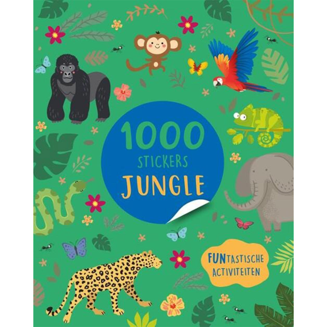 uitgeverij rebo activiteitenboek met stickers - jungle - 1000 stickers