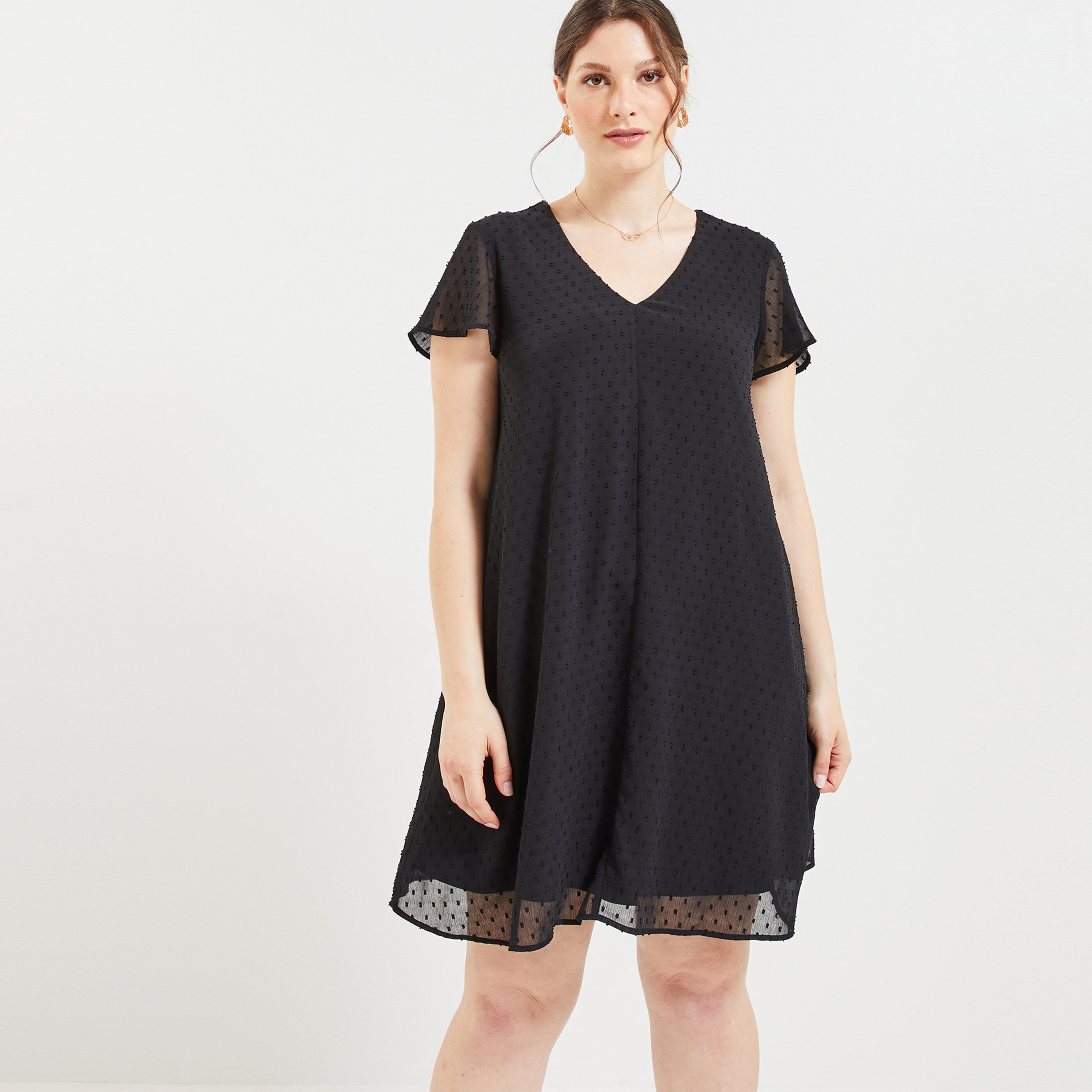 Robe plumetis femme - NOIR