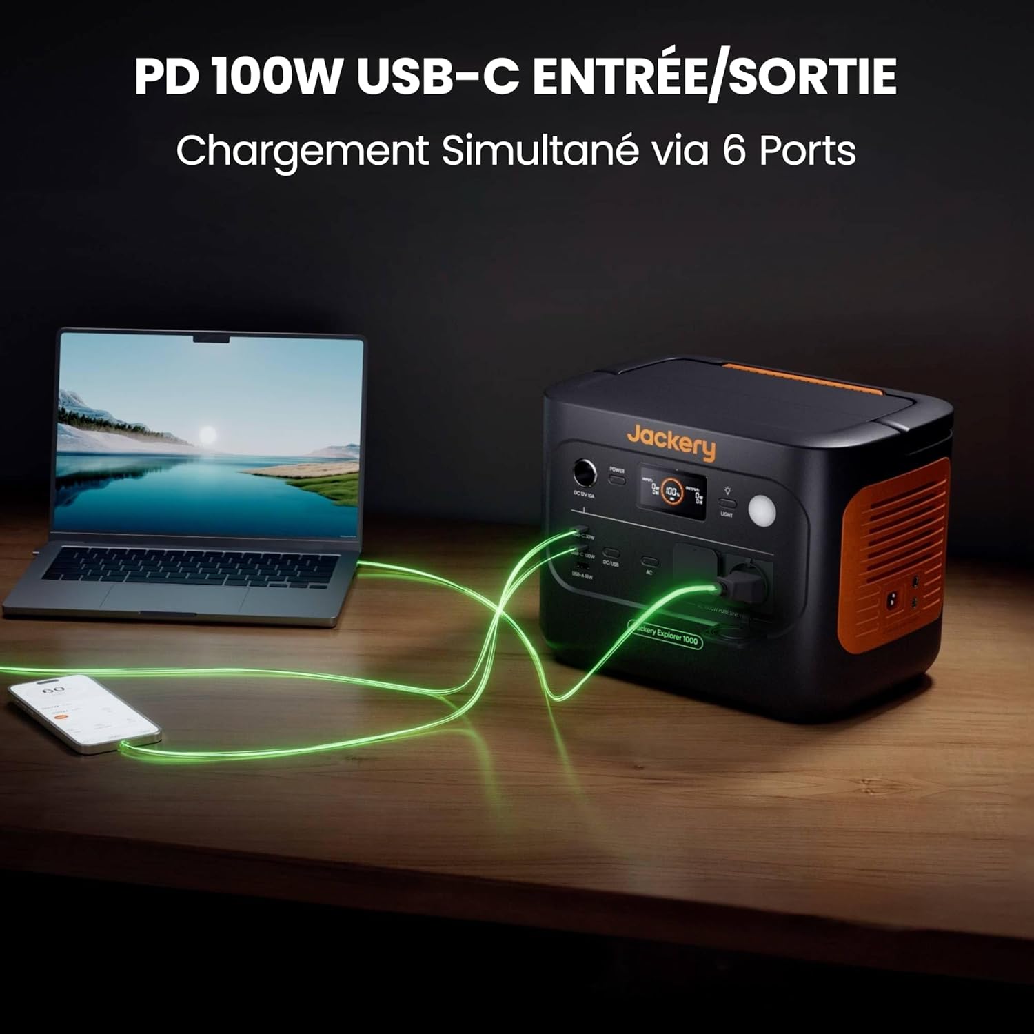 Jackery Explorer 1000 v2 Générateur Électrique Portable avec 100W Panneau Solaire, 1070Wh Batterie LFP, 1500W CA/100W USB-C Sortie, Charge Complète Rapide 1H via APP pour Plein Air,Camping-car,Urgence