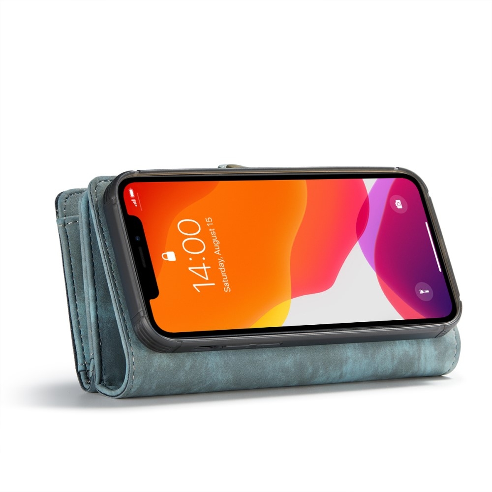 iPhone 12 / iPhone 12 Pro 2in1 Leder Tasche   Magnet Hardcase Karten Etui - Blau