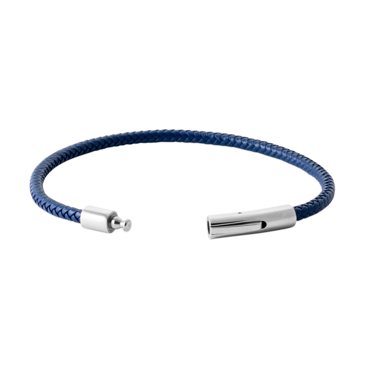 Bracelet Brillaxis cuir bleu et acier