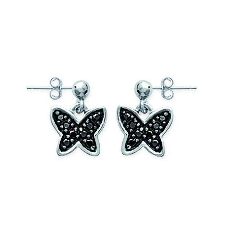 Boucles d'oreilles Femme - Argent 925 - Oxyde de zirconium - papillon