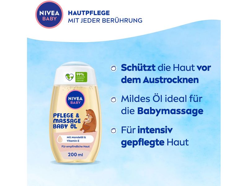 NIVEA BABY Baby-Pflegeöl & Massage 200 ml Baby Öl schützt und stärkt die zarte Babyhaut intensiv und unterstützt ihre natürliche Entwicklung