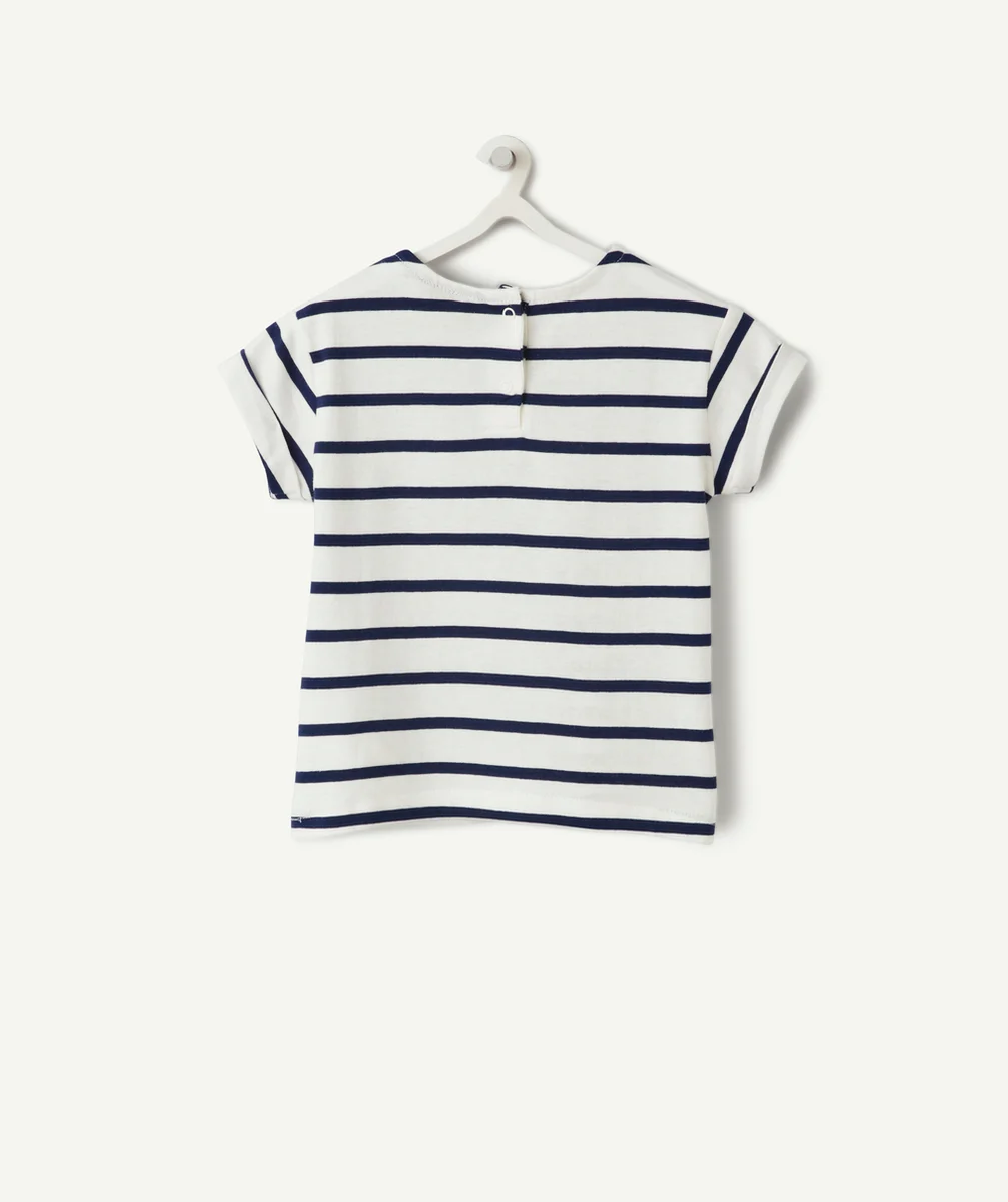 t-shirt manches courtes bébé fille en coton bio à rayures thème fan de papa