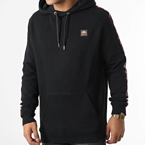 Sweat Capuche A Bandes Stefan Noir Réfléchissant