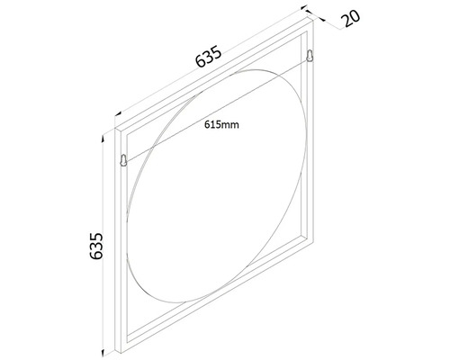 Badkamerspiegel Cordia QUADRO LINE Ø 63,5 cm zwart