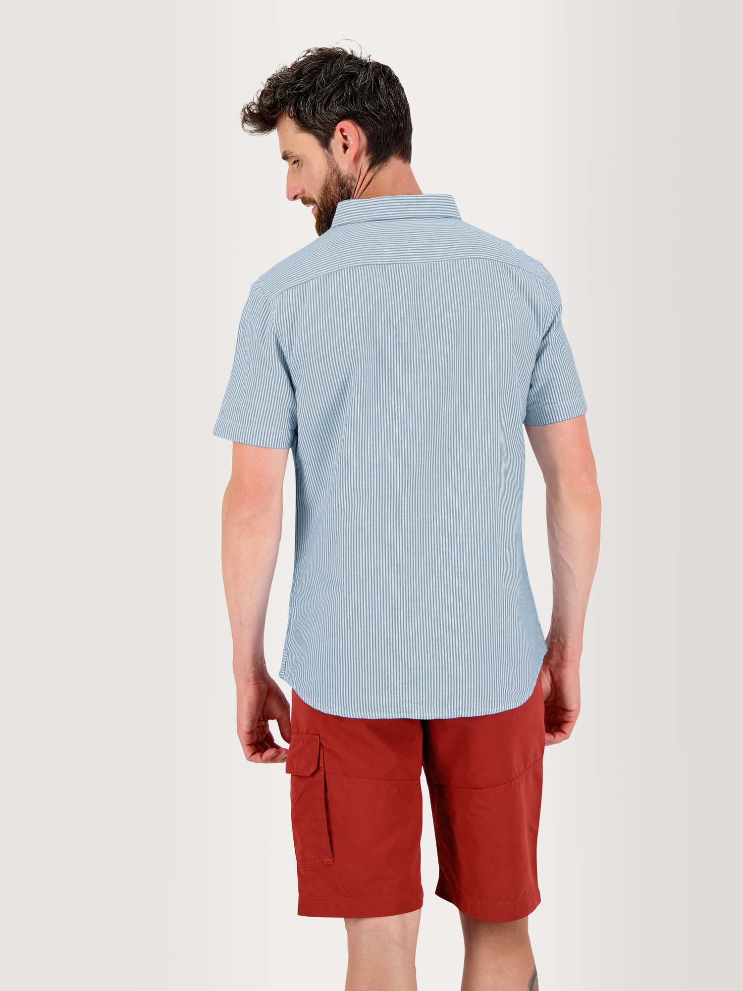 Chemise Homme Manches Courtes Fines Rayures Gris