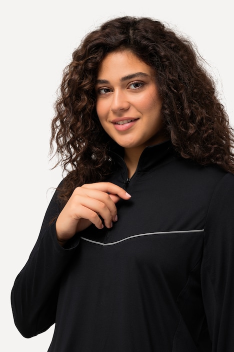 Lauf-Longshirt, Stehkragen, Zipper, Reflektor-Piping, Langarm