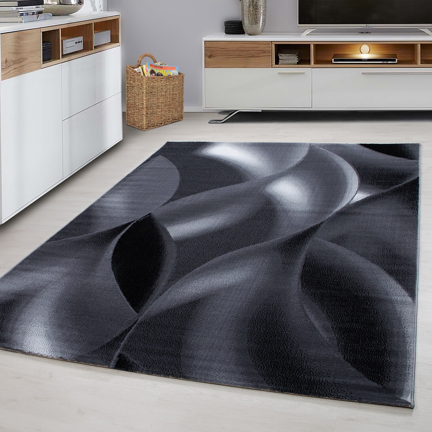 Wunderschöne Designer Teppich Modern Kurzflor Abstrakt Wellen Muster