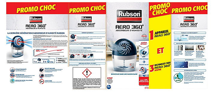 Absorbeur d'humidité Rubson Aero 360° 20 m² + 3 recharges dont 2 gratuites