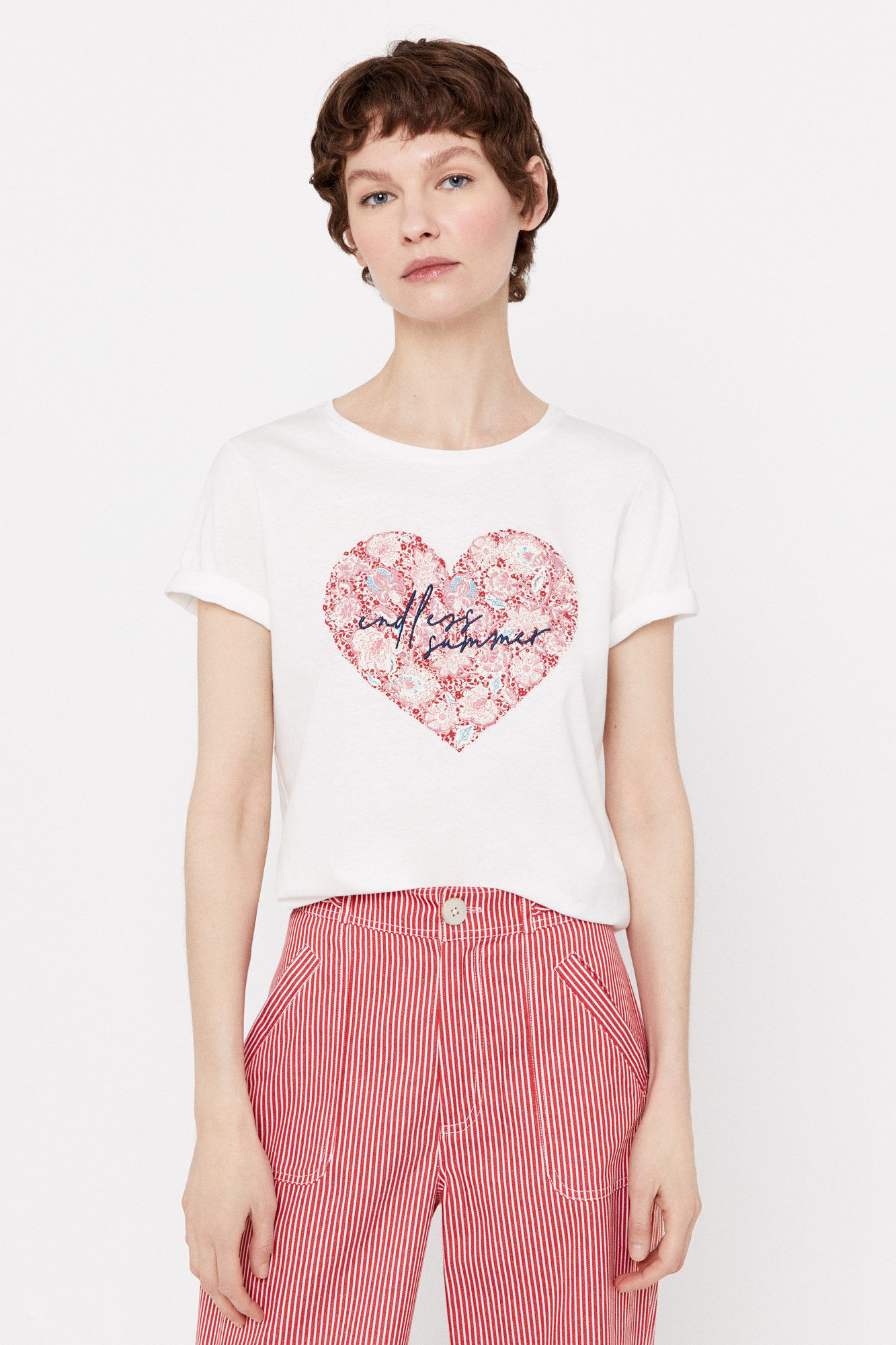 Camiseta com estampa floral - Branca