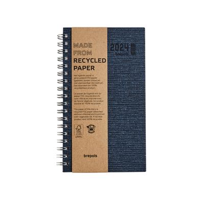 Agenda de poche à spirale Ecorama Kazar - 1 semaine sur 2 pages - 9 x 16 cm - bleu - Brepols