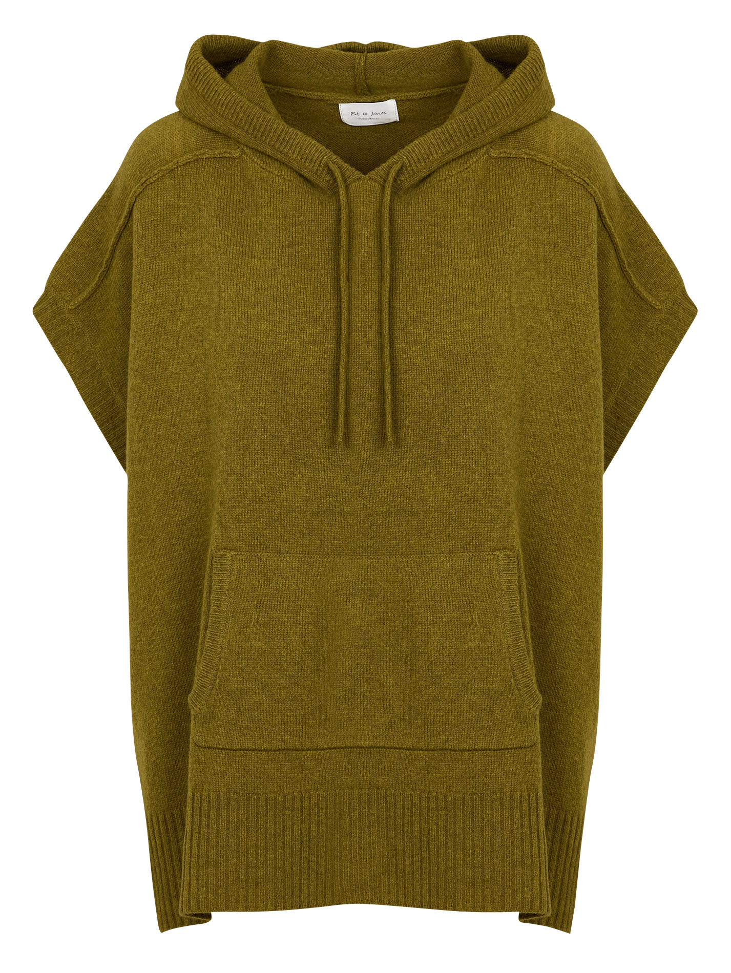 LOUANE - Pull sans manches col à capuche en laine | Vert