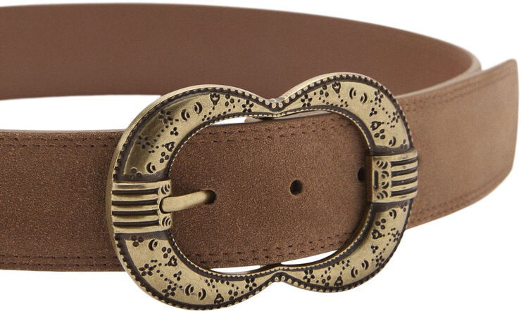 MANGO Buckle leather belt Brown