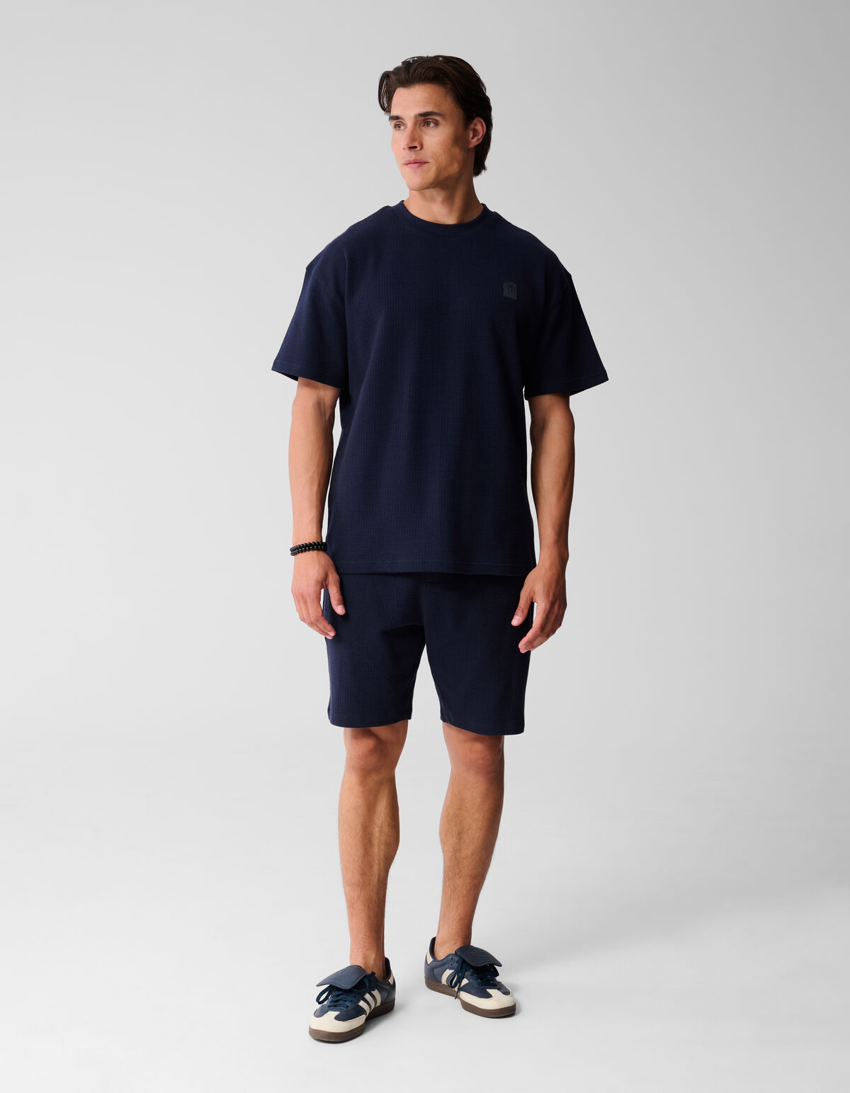 Waffle Structuur Short Donkerblauw