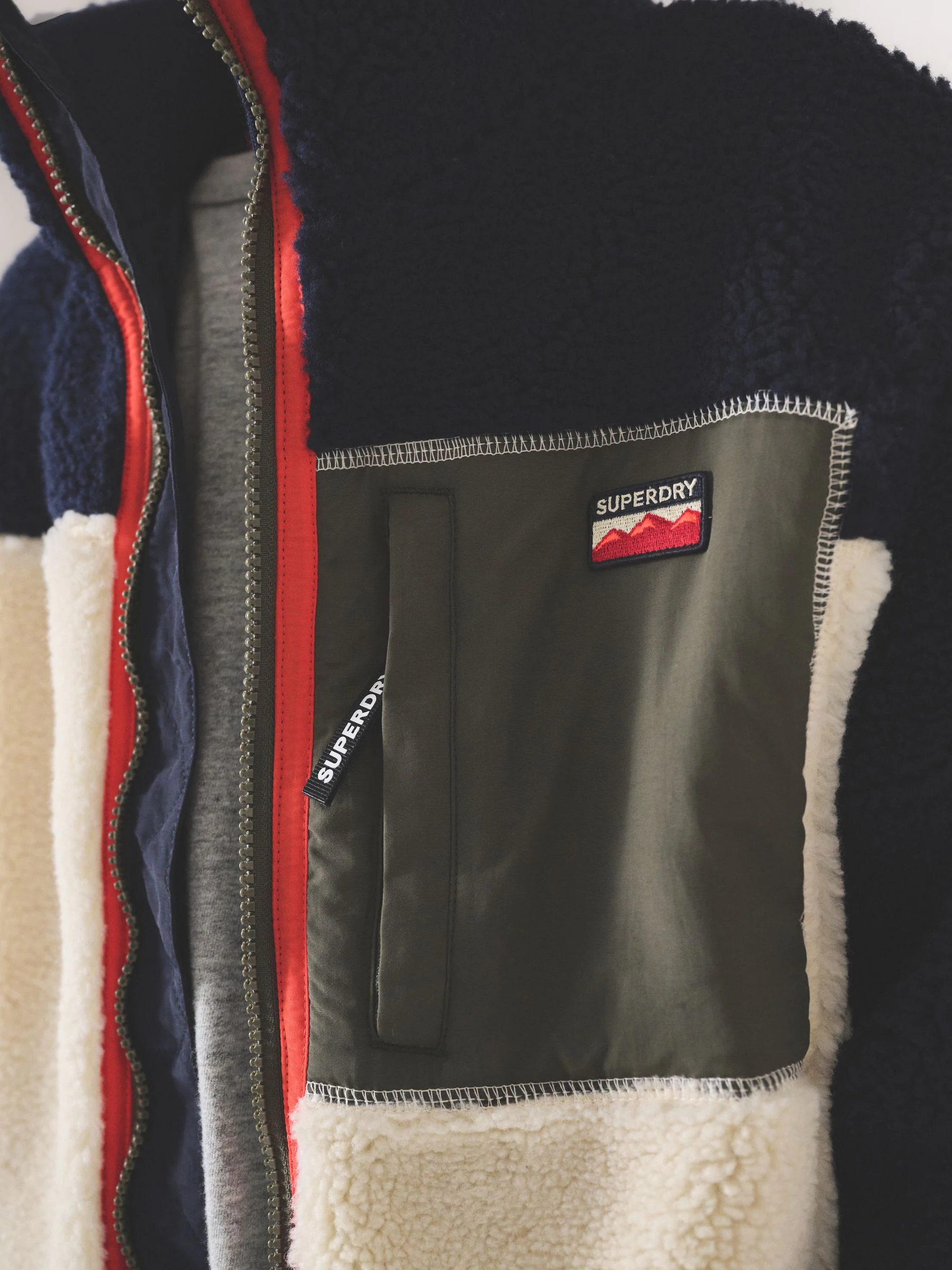 Marineblauw - Superdry - Jack met rits en borgvoering