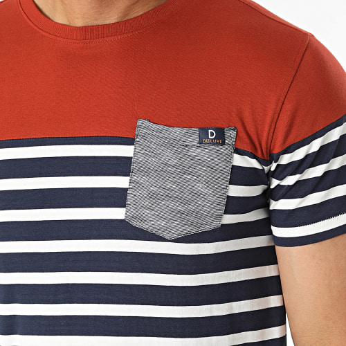 Tee Shirt Poche Dixon Bleu Marine Blanc Ocre