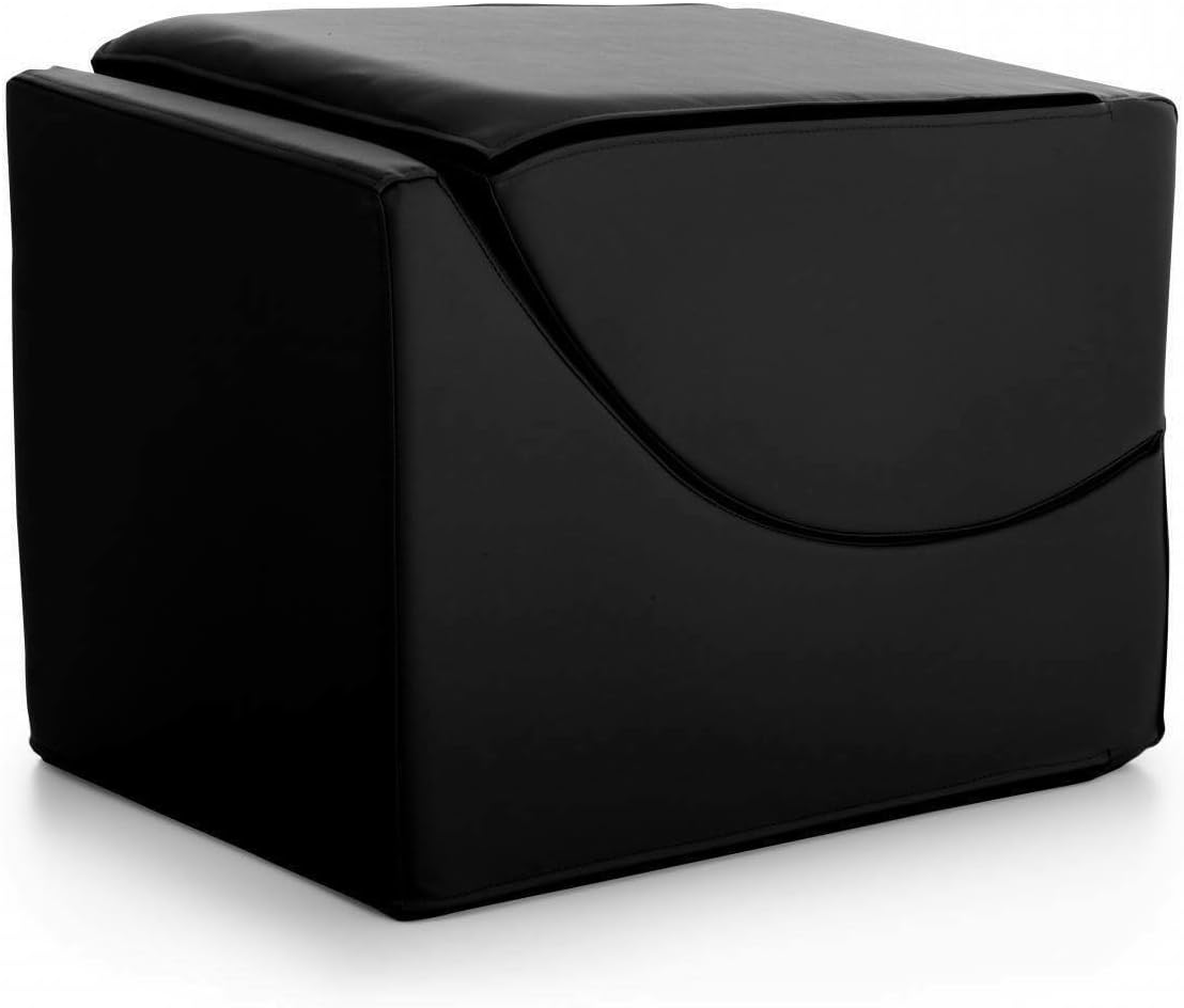 Talamo Italia - Klappbett Andreina, Pouf umwandelbar in ein Einzelbett, Chaiselongue aus Öko-Leder, 100 % Made in Italy, 130 x 50 x 50 cm, Schwarz