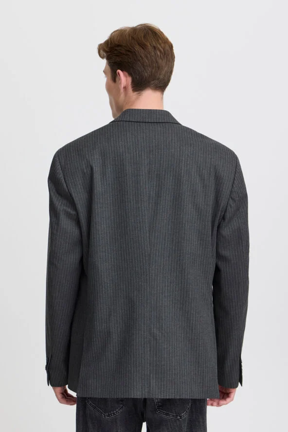 Casual Friday CFBRUCE pinstriped relaxed blazer Dark grey melange