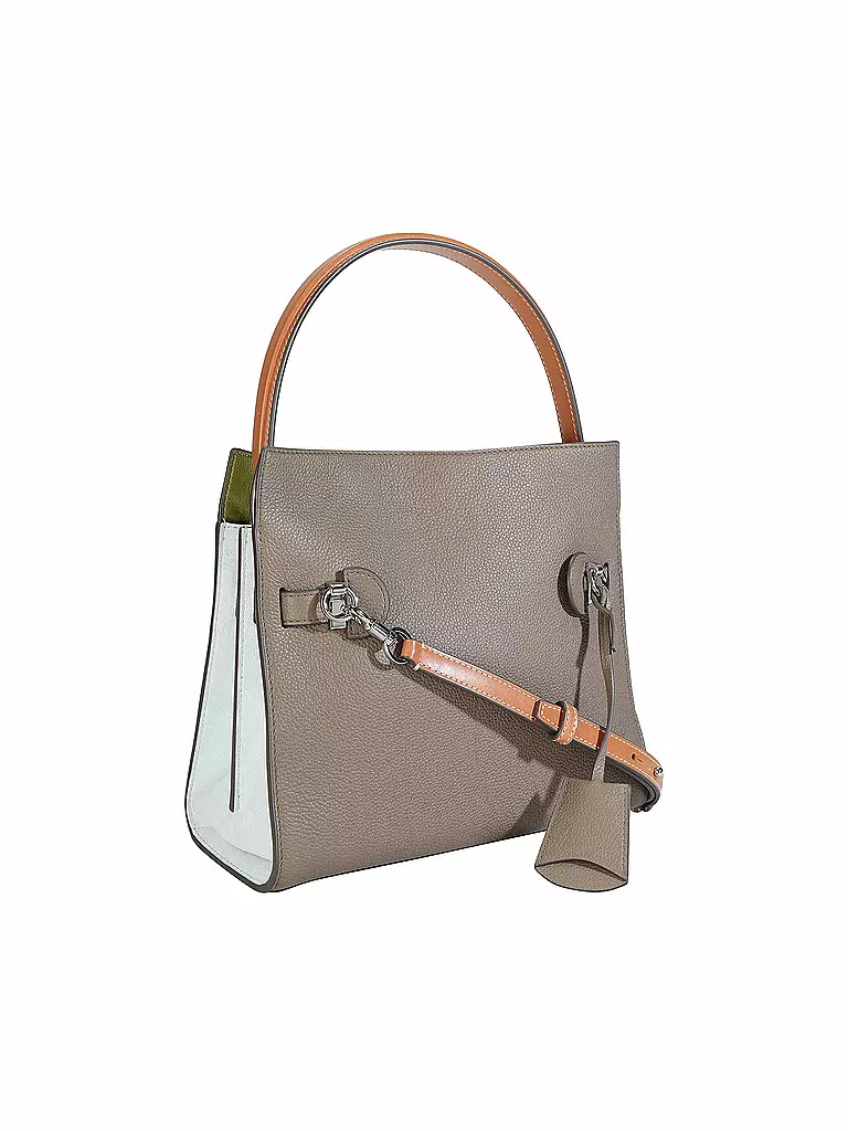 TORY BURCH Ledertasche - Henkeltasche LEE SMALL DOUBLE BAG grau