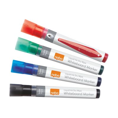 Nobo Liquid Ink - marqueur - noir, rouge, bleu, vert (pack de 4)
