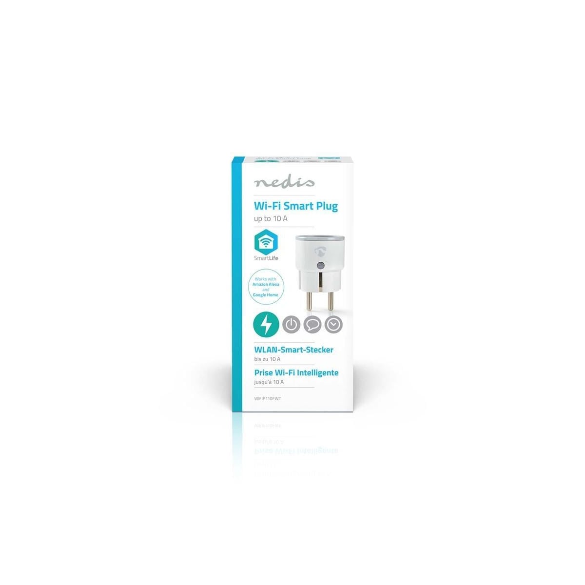 Nedis SmartLife Smart Plug | Wi-Fi | IP21 | Efektmåler | 2500 W | Jordet kontakt / Type F (CEE 7/7) | -10 - 40 °C | Android™ / IOS | Hvit | 1 stk