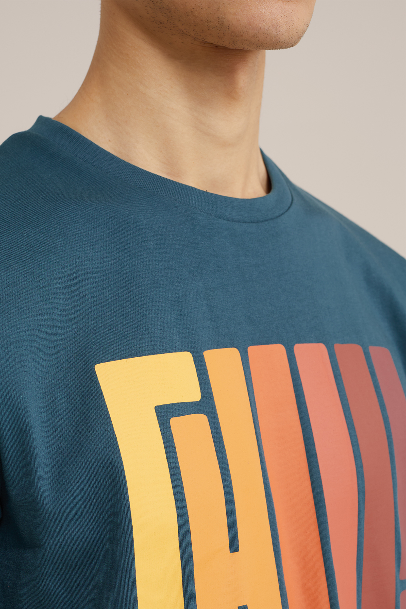 T-shirt met opdruk WE Fashion Blauw
