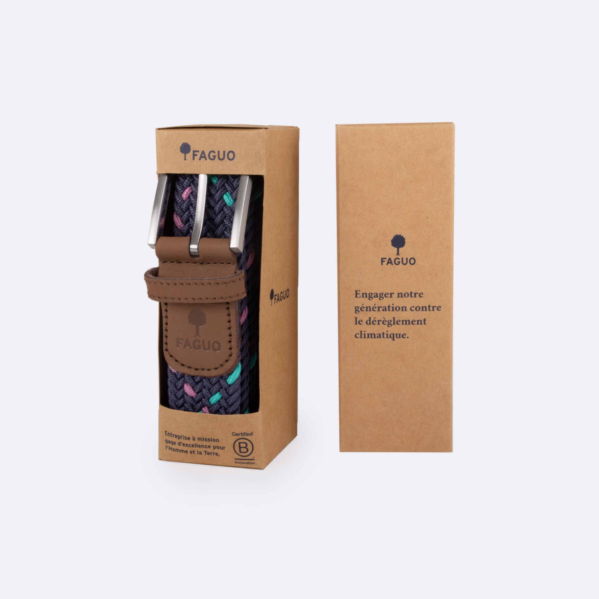 Ceinture marine & rose polyester recyclé et élasthanne - modèle belt