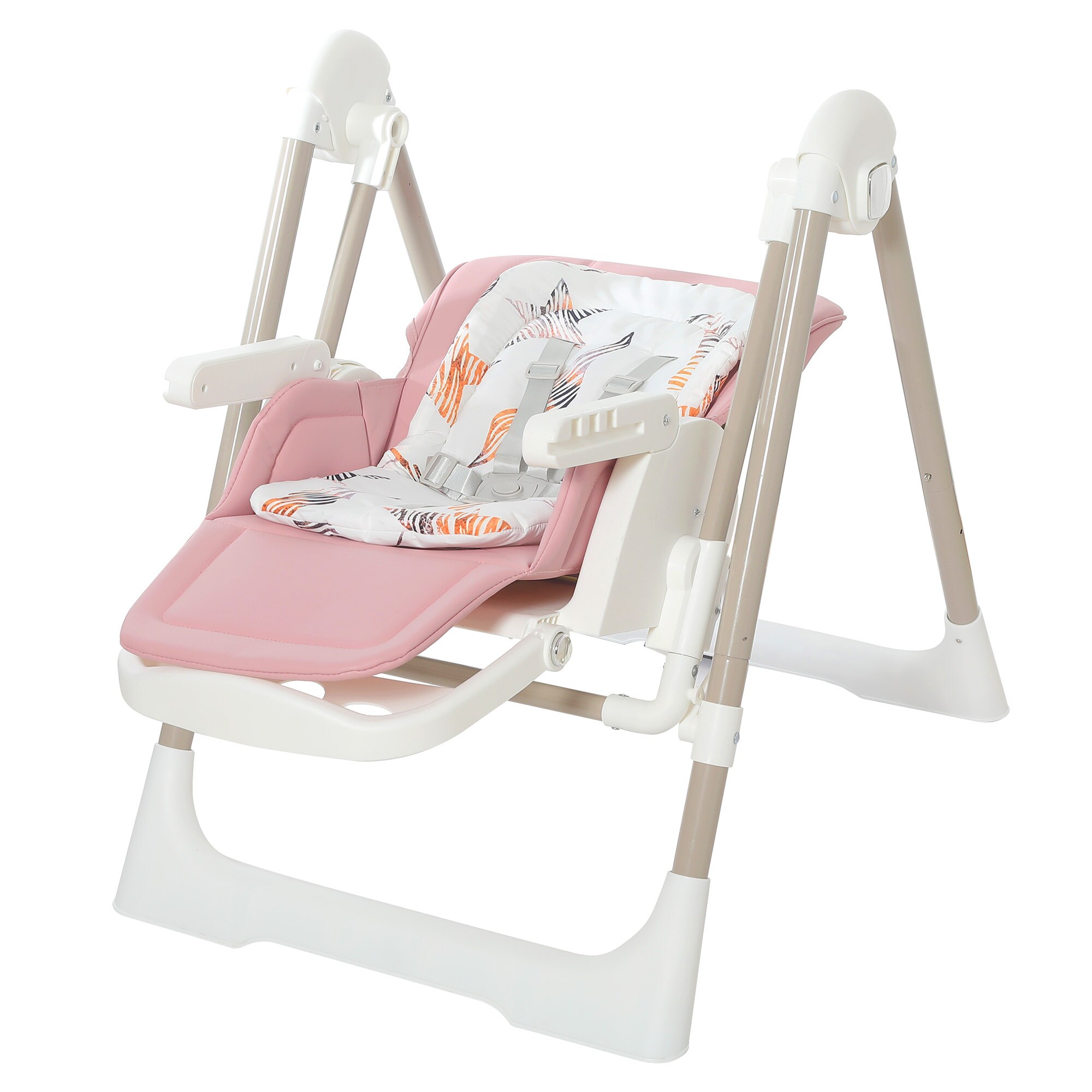 Baby Vivo 3in1 Kinderhochstuhl / Babywippe höhenverstellbar für Kinder - Lulu in Rosa