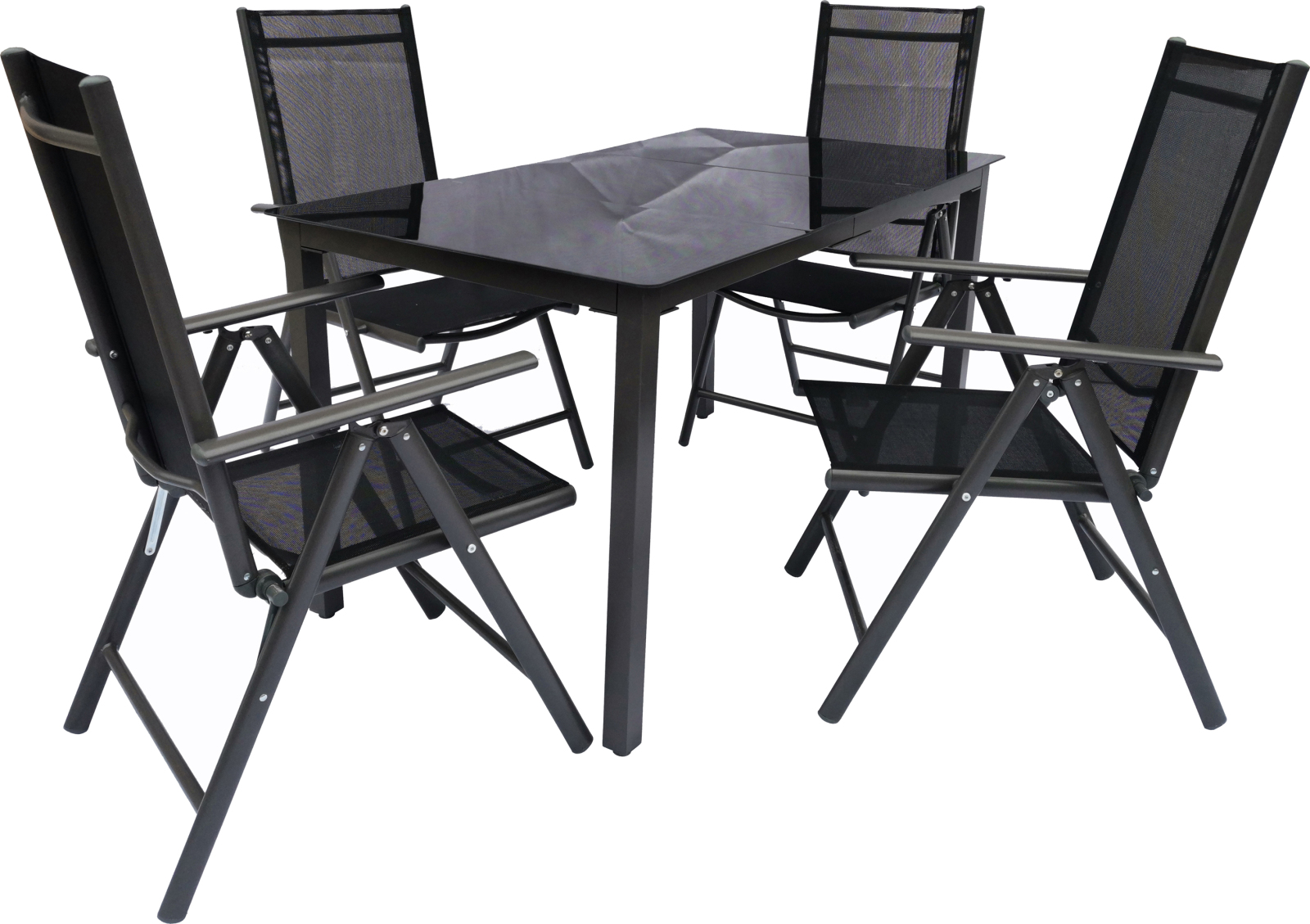 5-teilige Sitzgruppe - anthrazit - Aluminum - 140x80 cm