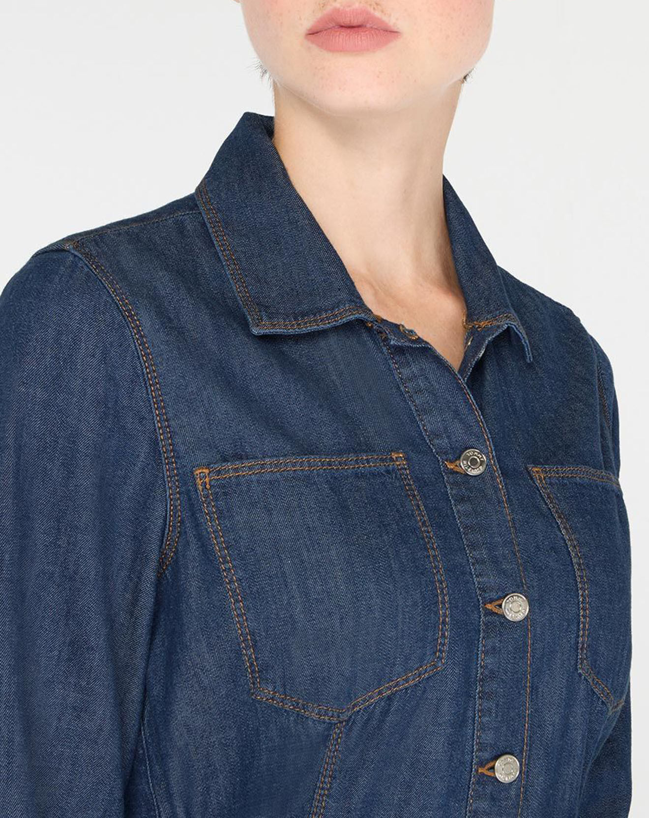 Tommy Hilfiger Robe midi en jean 100% Coton Bio Fit & Flare Mady bleu foncé