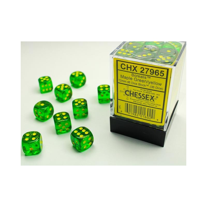 Boite de 36 dés D6 * Borealis * Maple Green